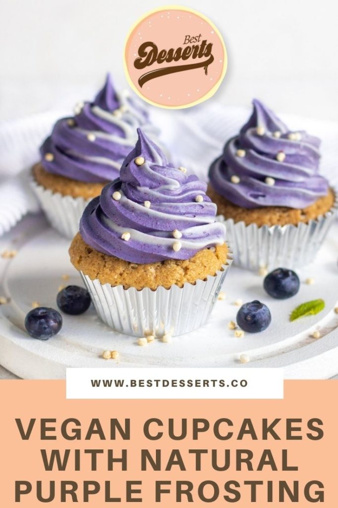 Vegan Cupcakes with Natural Purple Frosting 