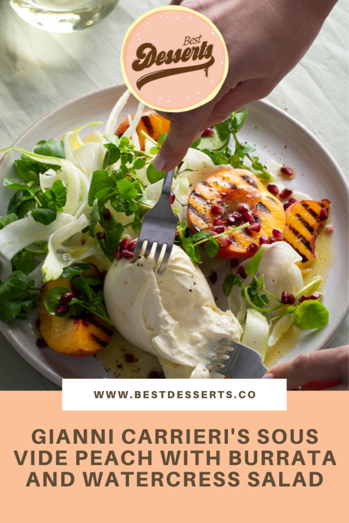 Sous Vide Peach with Burrata and Watercress Salad
