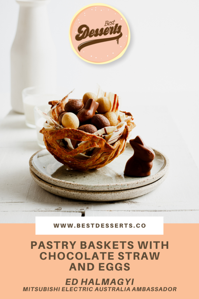 Pastry Baskets With Chocolate Straw And Eggs